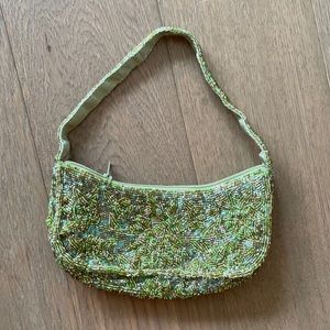 STUNNING GREEN BEADED VINTAGE SHOULDER BAG STAUD